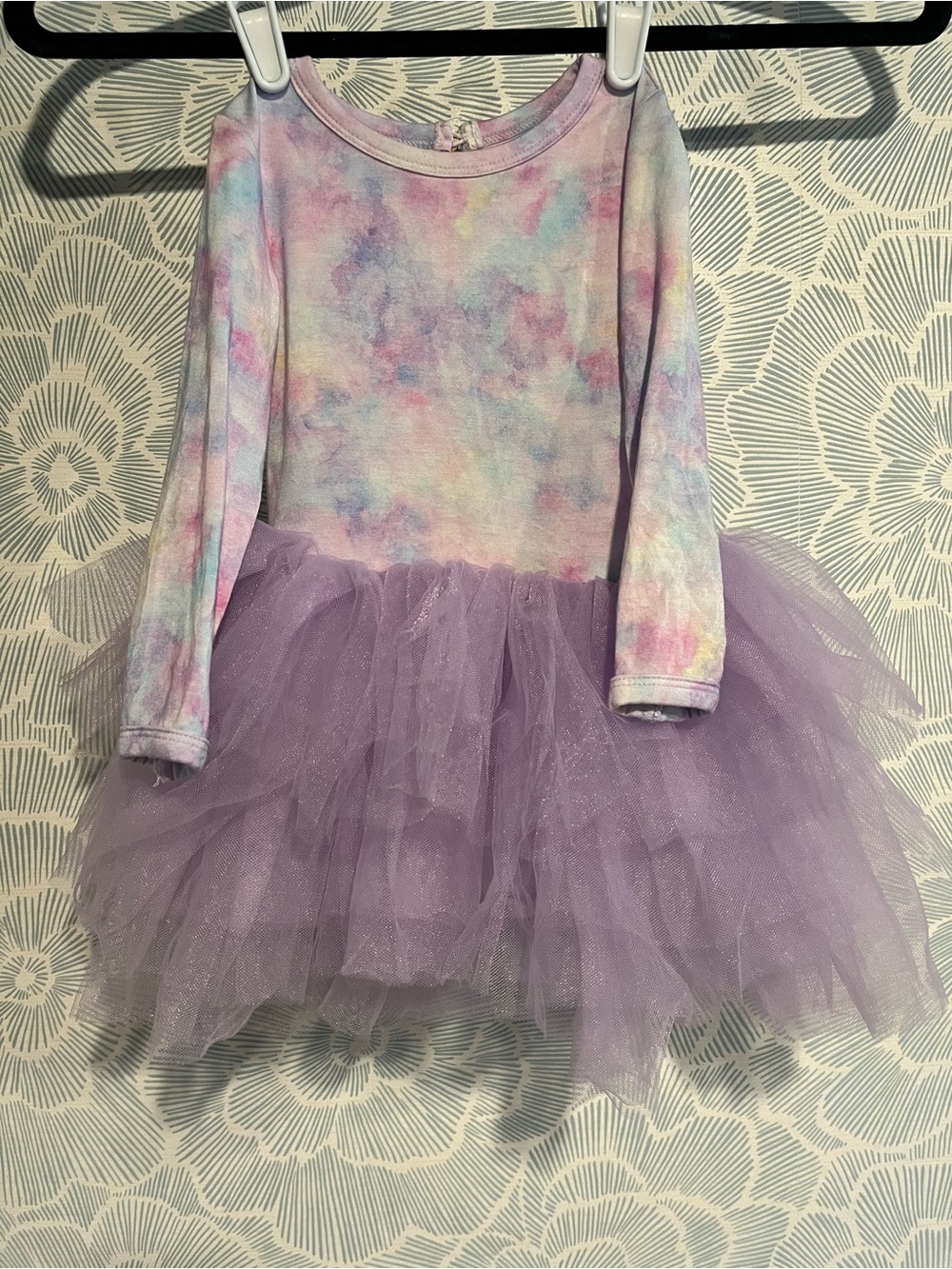 Bums & Roses Kids Pastel Tie-Dye Bodice with Lavender Tulle Tutu Dress